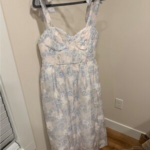 Lulu's Blue and White Floral Midi Dress